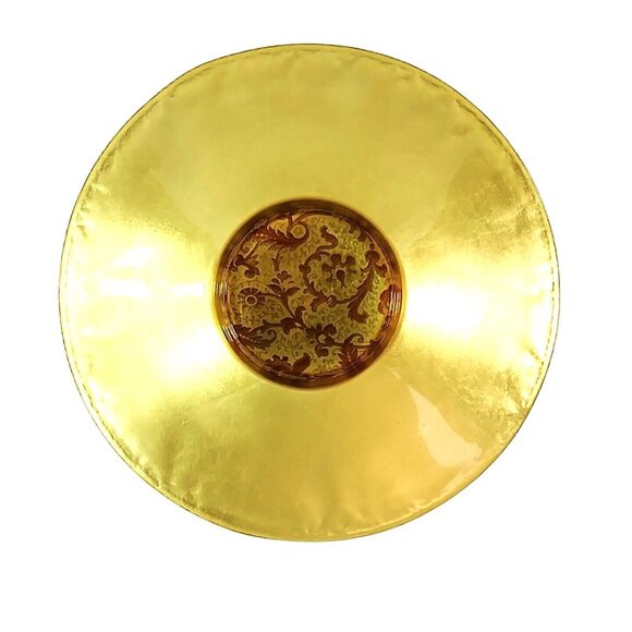 Glass Centerpiece Bowl Decorative Tabletop Display Large Deep Gold 13.25" - Picture 5 of 6